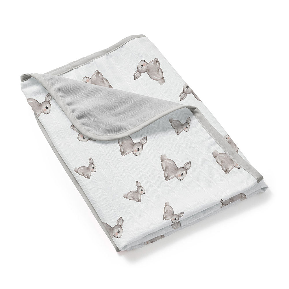 Double Layer Muslin Baby Blanket | Reversible | 0-12 Months | 65x65 cm | Deux Lapins UK | Iconique Lapin