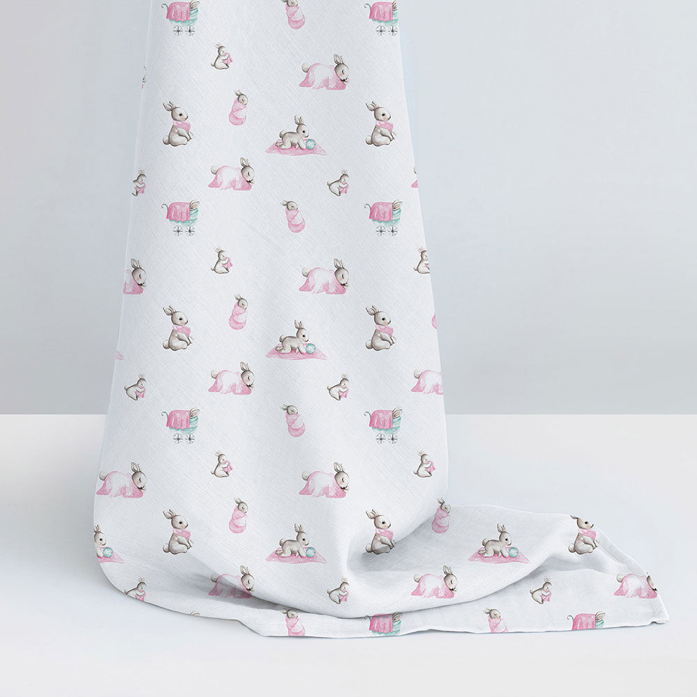Muslin Swaddles | OEKO-TEX Certified | Deux Lapins UK | Bébé Lapin Rose