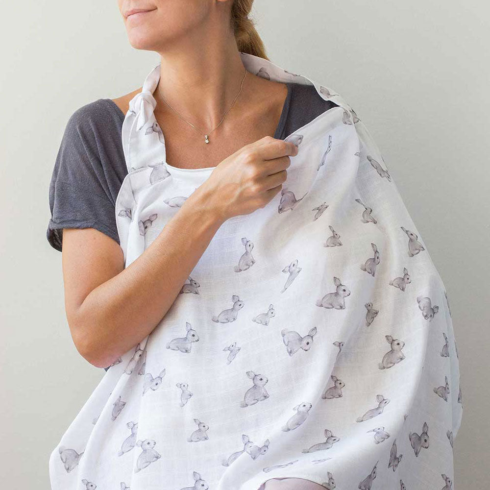 Muslin Breastfeeding Cover | Iconique Lapin | Nursing Cover UK | 90x60 cm | Deux Lapins