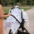 Muslin Pram Cover UK | Bébé Lapin | Breathable Pushchair Shade | 114x77 cm | Deux Lapins