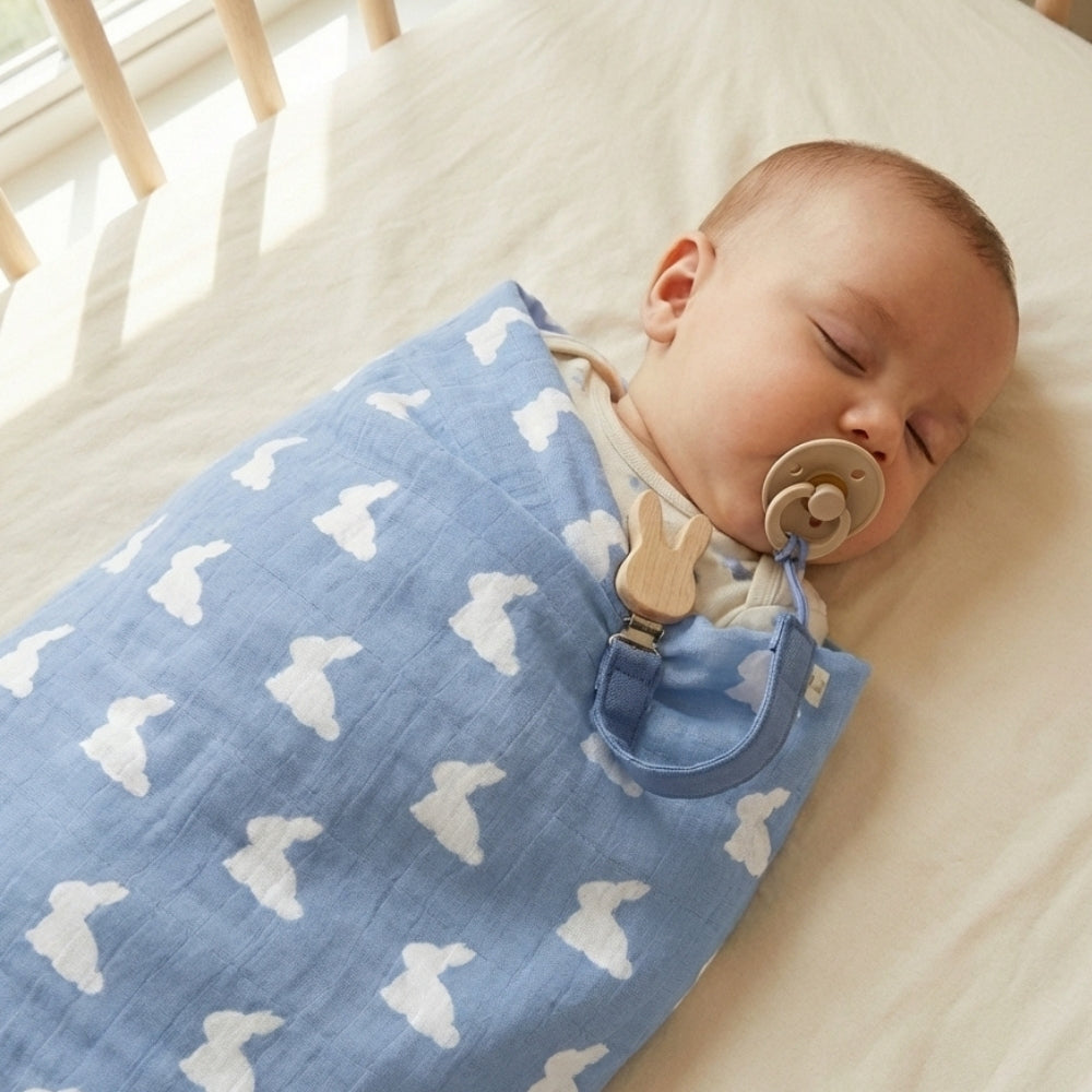 Muslin Swaddles | OEKO-TEX Certified | Deux Lapins UK | Mono Lapin Royal Blue