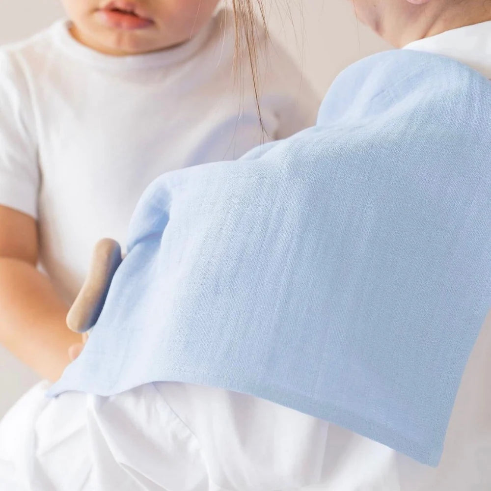 Muslin Burp Cloth | OEKO-TEX Cotton | 40x40 cm | Deux Lapins UK | Endless Blue