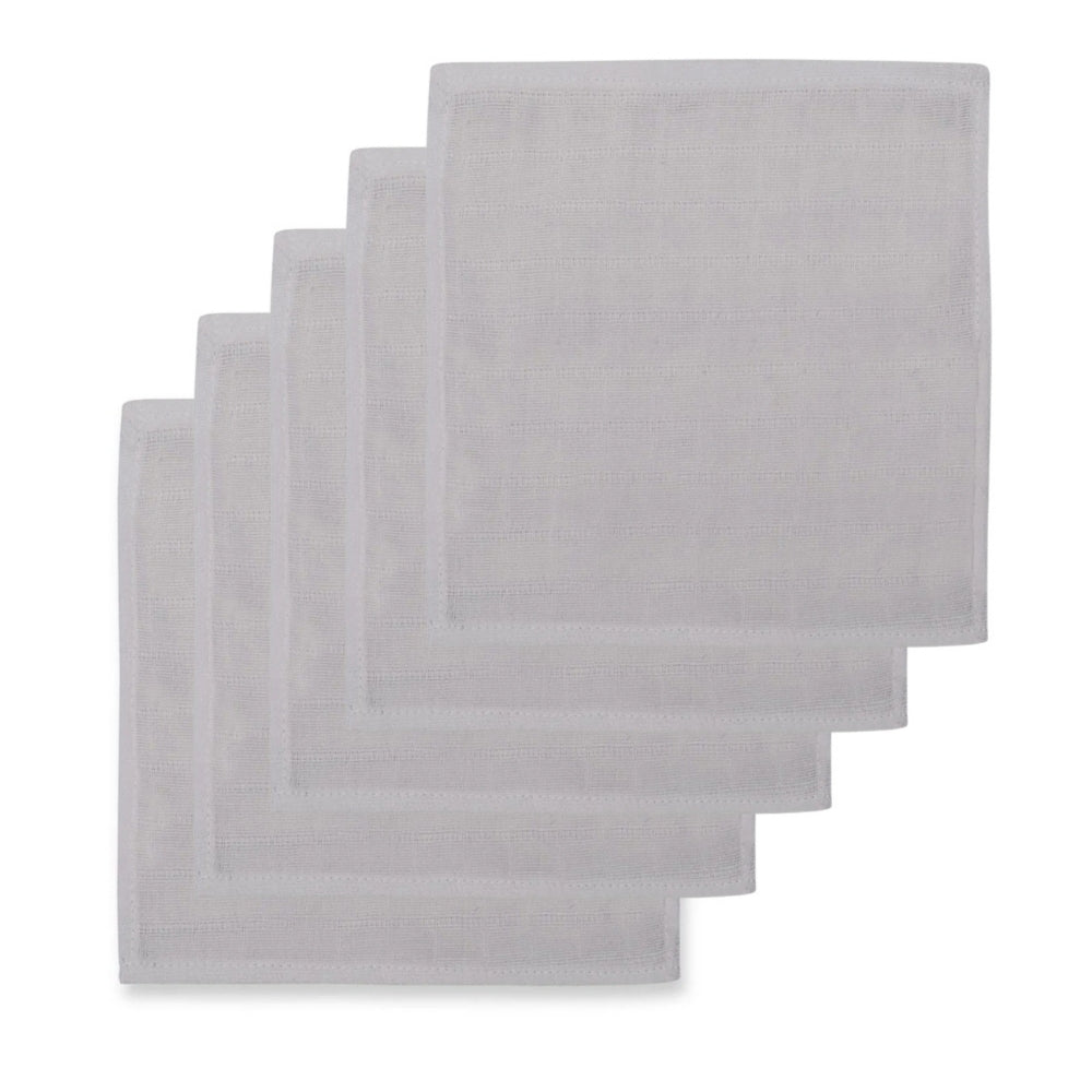 Small Muslin Squares | Pack of 5 | 20x20 cm | Baby Burp Cloths | Deux Lapins UK | Cotton Grey