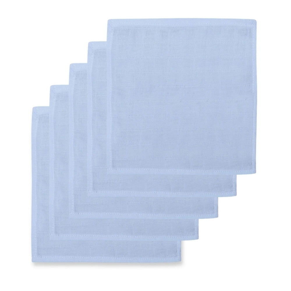 Small Muslin Squares | Pack of 5 | 20x20 cm | Baby Burp Cloths | Deux Lapins UK | Endless Blue