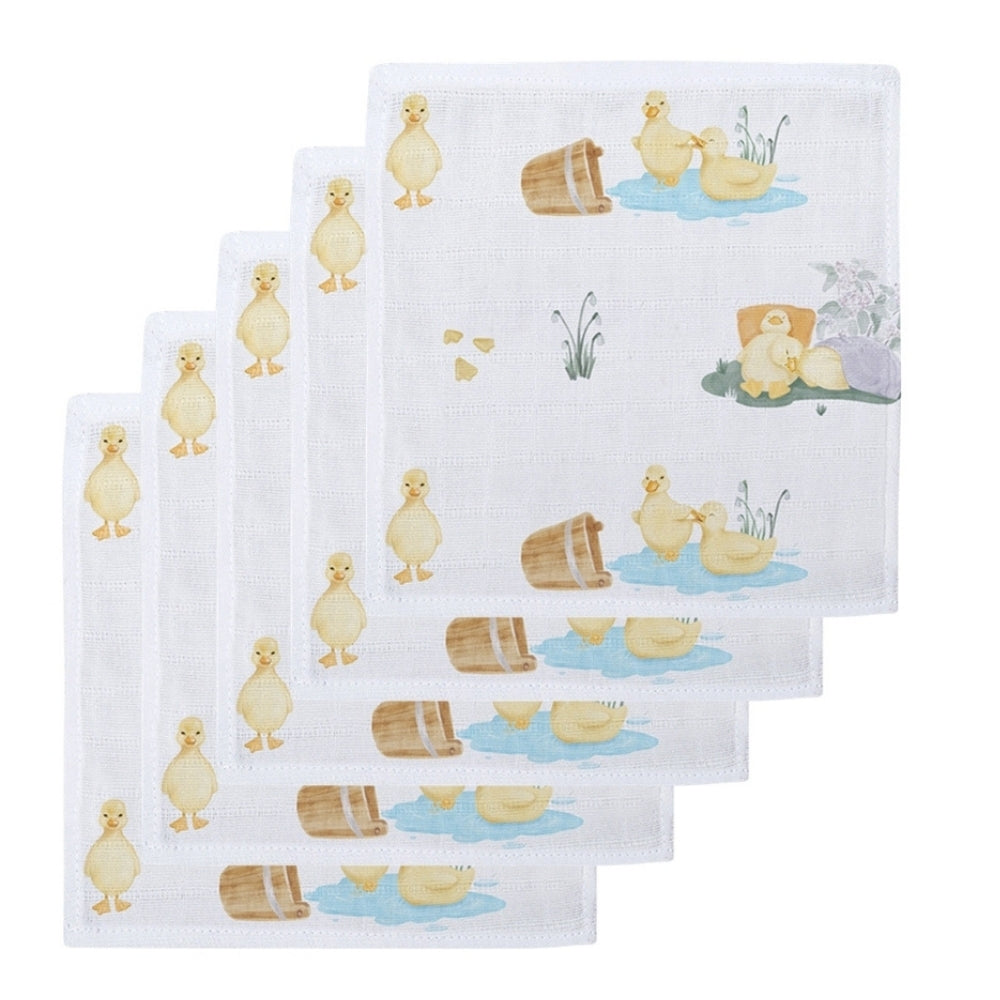 Small Muslin Squares | Pack of 5 | 20x20 cm | Baby Burp Cloths | Deux Lapins UK | Petits Caneton