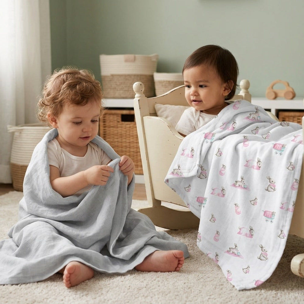 Muslin Swaddles | OEKO-TEX Certified | Deux Lapins UK | Bébé Lapin Rose