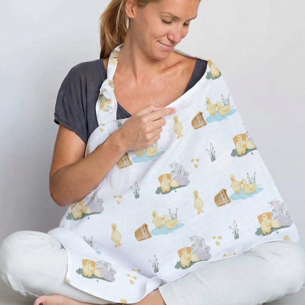 Muslin Breastfeeding Cover | Petits Caneton | Nursing Cover UK | 90x60 cm | Deux Lapins