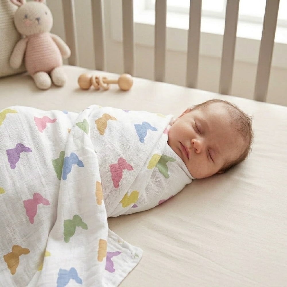 Muslin Swaddles | OEKO-TEX Certified | Deux Lapins UK | Rainbow Lapin