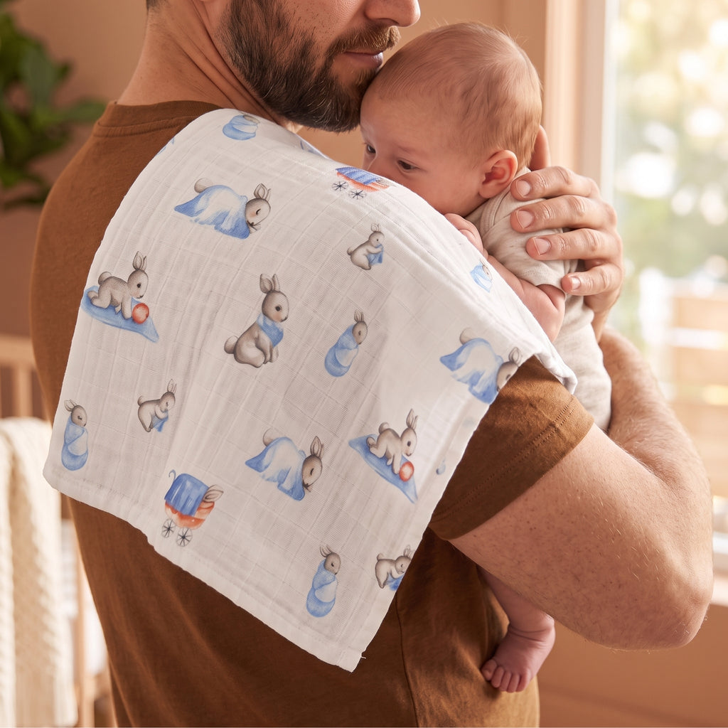 Muslin Burp Cloth | OEKO-TEX Cotton | 40x40 cm | Deux Lapins UK | Bébé Lapin