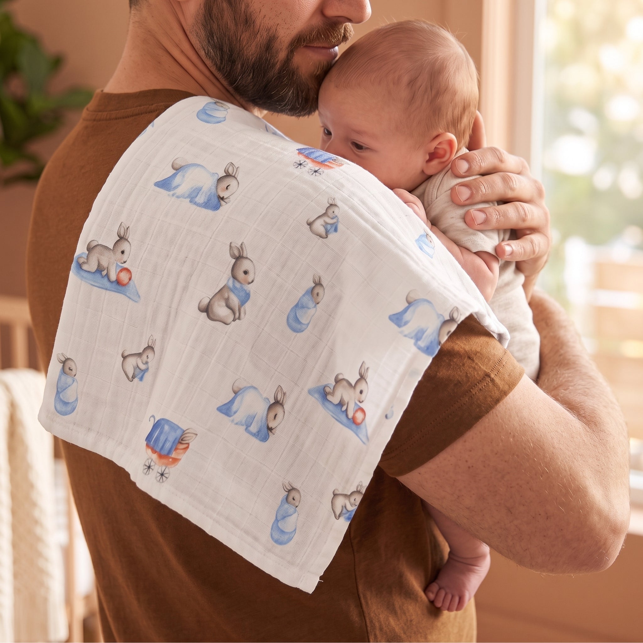 Muslin Burp Cloth | OEKO-TEX Cotton | 40x40 cm | Deux Lapins UK | Bébé Lapin