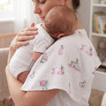 Muslin Burp Cloth | OEKO-TEX Cotton | 40x40 cm | Deux Lapins UK | Bébé Lapin Rose
