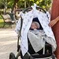 Muslin Pram Cover UK | Iconique Lapin | Breathable Pushchair Shade | 114x77 cm | Deux Lapins