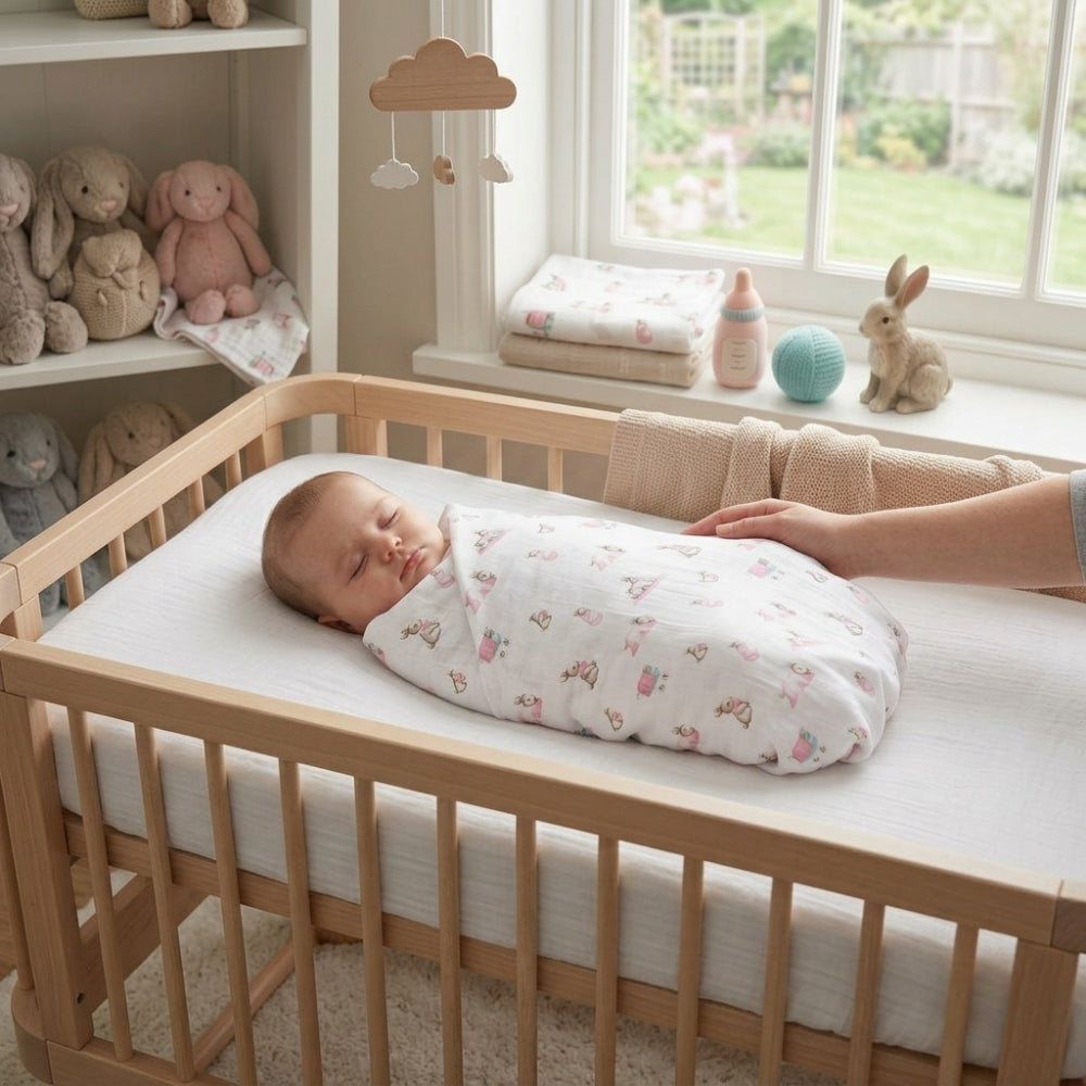 Muslin Swaddles | OEKO-TEX Certified | Deux Lapins UK | Bébé Lapin Rose
