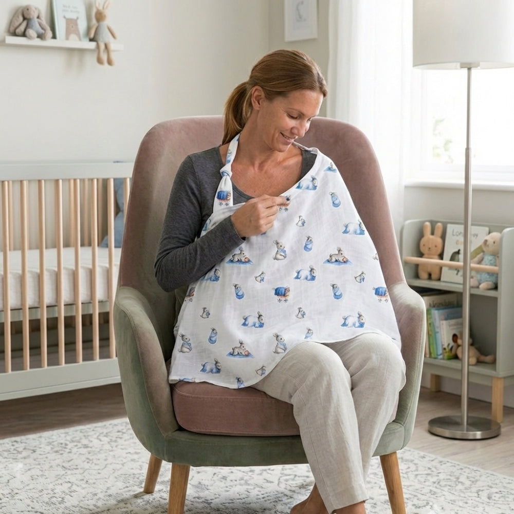 Muslin Breastfeeding Cover | Bébé Lapin | Nursing Cover UK | 90x60 cm | Deux Lapins