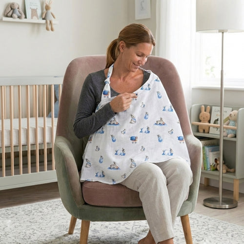 Muslin Breastfeeding Cover | Bébé Lapin | Nursing Cover UK | 90x60 cm | Deux Lapins