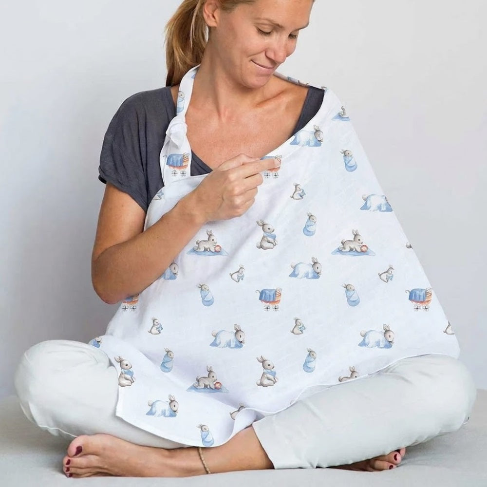 Muslin Breastfeeding Cover | Bébé Lapin | Nursing Cover UK | 90x60 cm | Deux Lapins