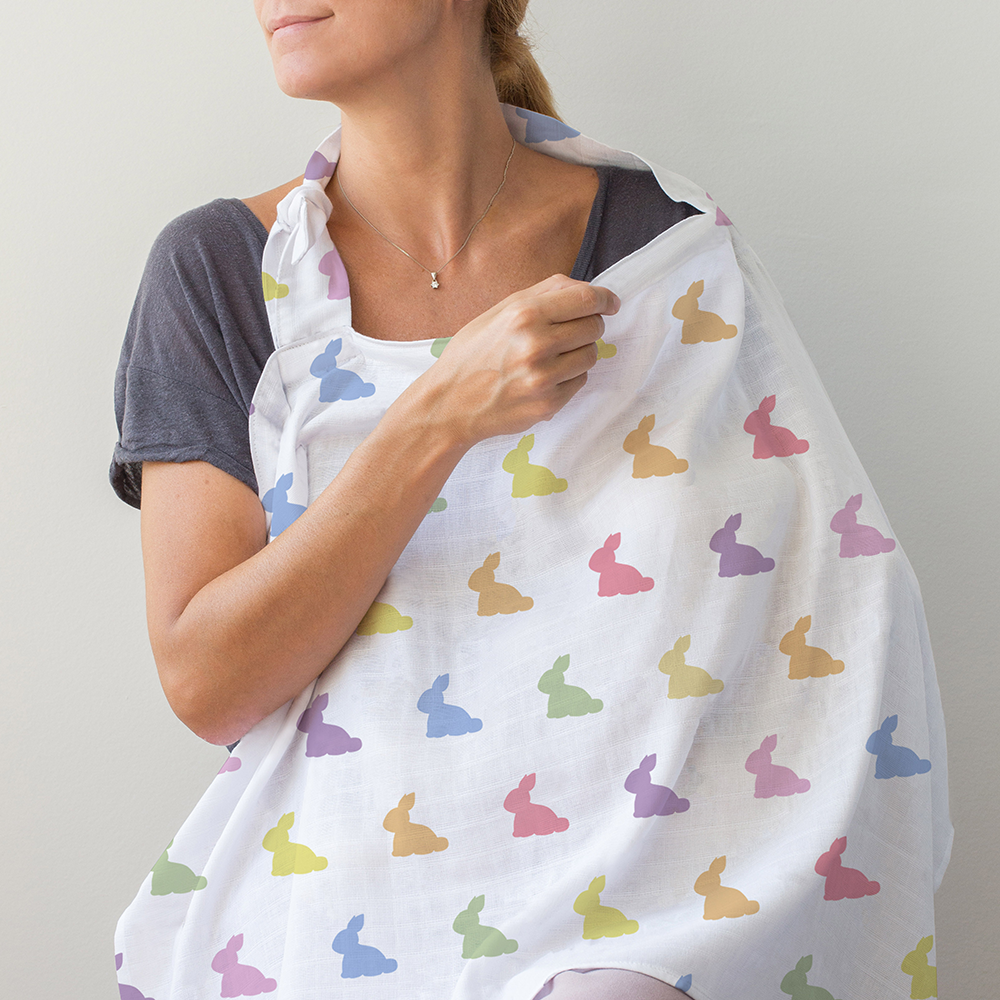 Muslin Breastfeeding Cover | Rainbow Lapin | Nursing Cover UK | 90x60 cm | Deux Lapins