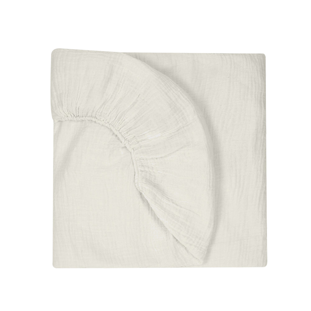Muslin Fitted Cot Sheet | Cotton Grey | 70x140 cm | Deux Lapins UK