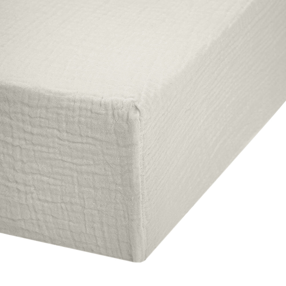 Muslin Fitted Cot Sheet | Cotton Grey | 70x140 cm | Deux Lapins UK