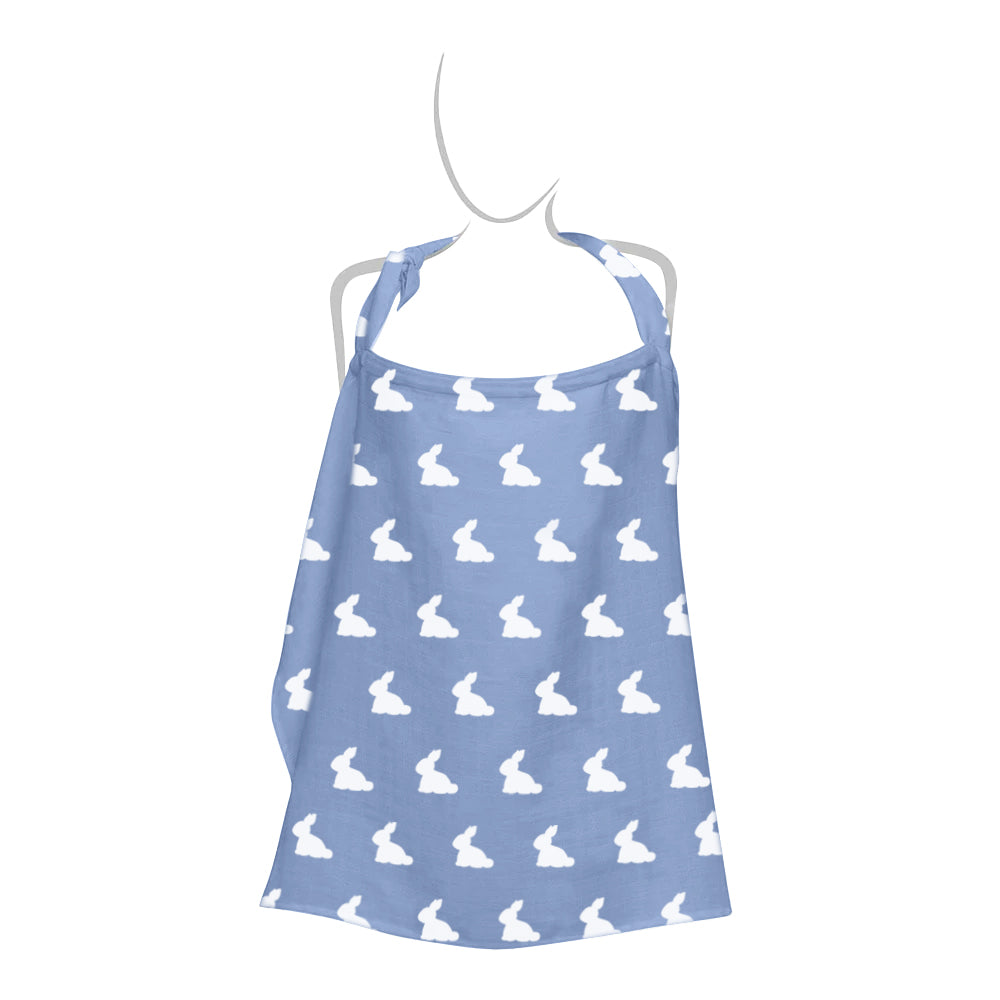 Muslin Breastfeeding Cover | Mono Lapin Royal Blue | Nursing Cover UK | 90x60 cm | Deux Lapins