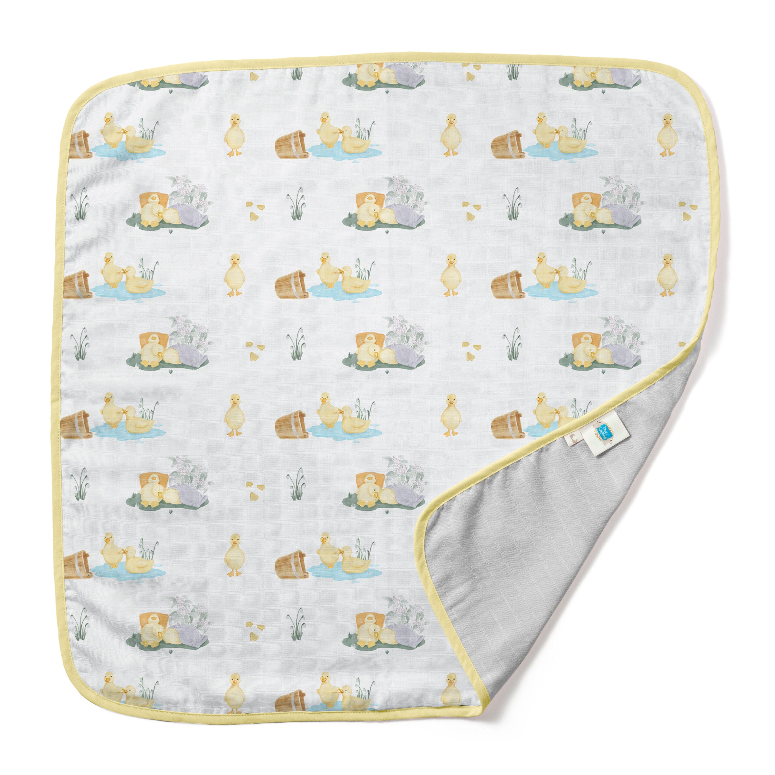 Double Layer Muslin Baby Blanket | Reversible | 0-12 Months | 65x65 cm | Deux Lapins UK | Petits Caneton