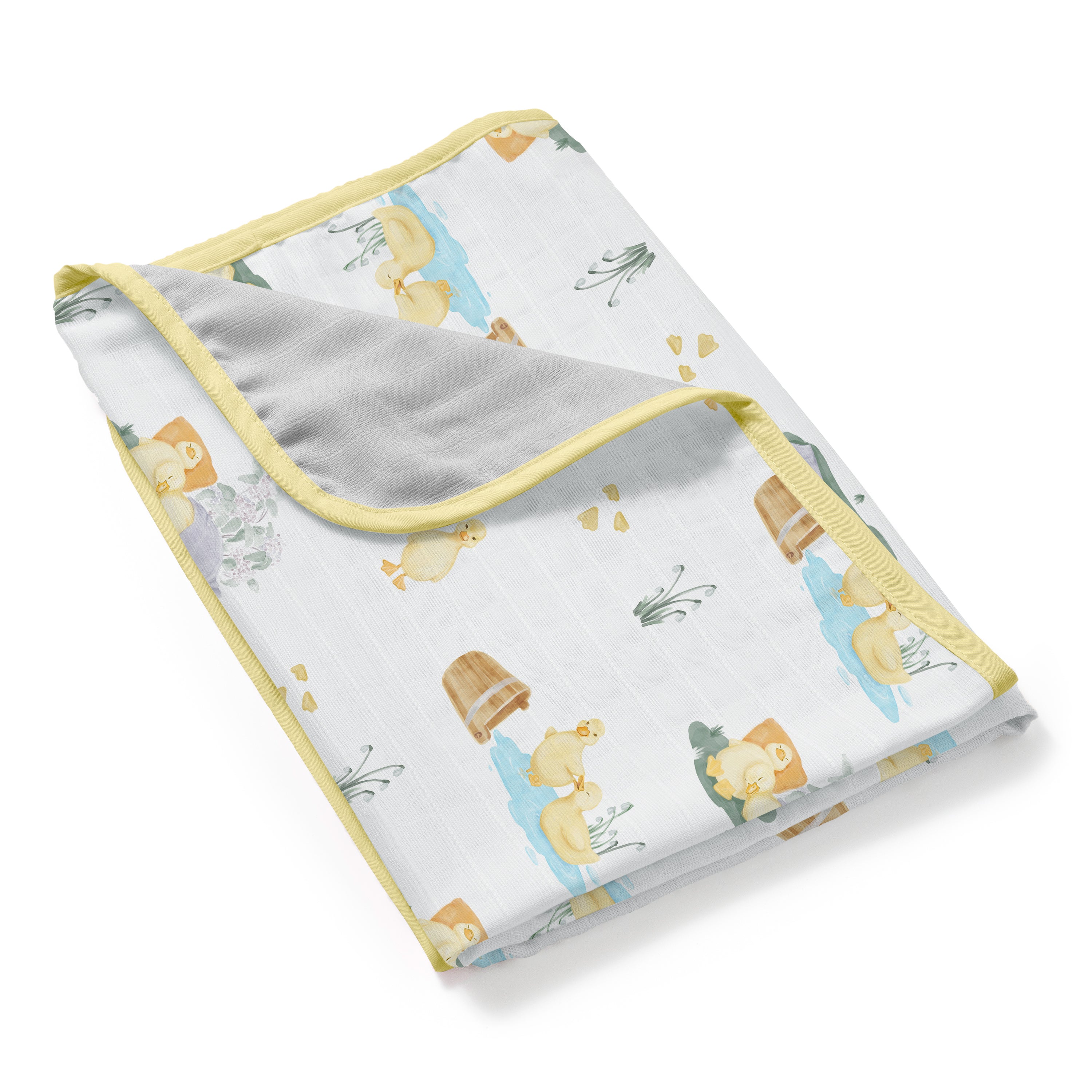 Double Layer Muslin Baby Blanket | Reversible | 0-12 Months | 65x65 cm | Deux Lapins UK | Petits Caneton