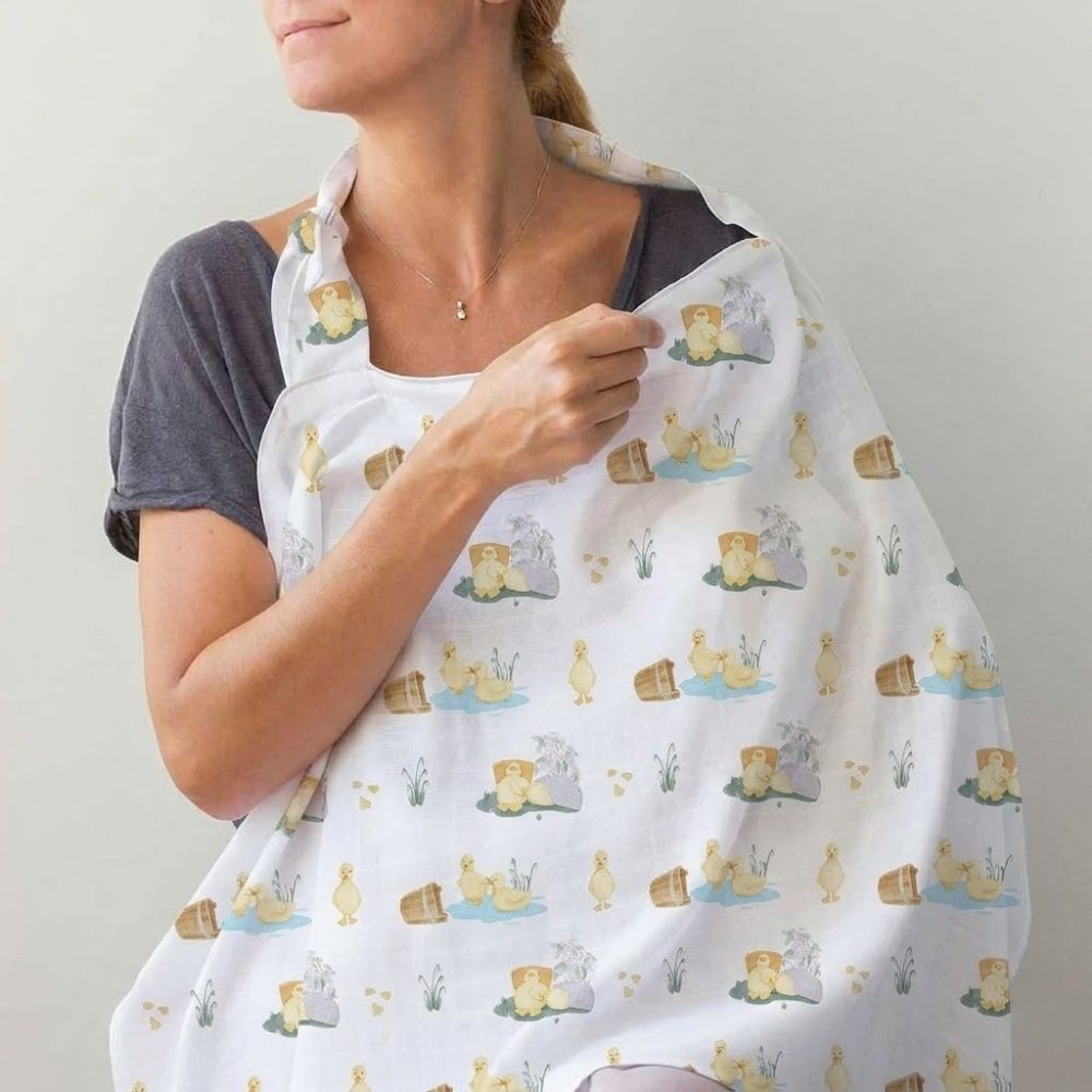 Muslin Breastfeeding Cover | Petits Caneton | Nursing Cover UK | 90x60 cm | Deux Lapins