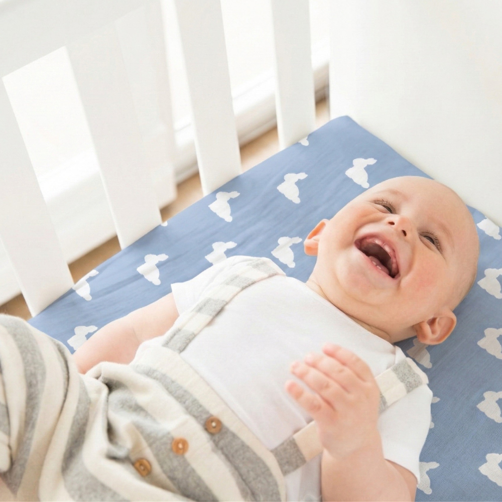 Muslin Swaddles | OEKO-TEX Certified | Deux Lapins UK | Mono Lapin Royal Blue