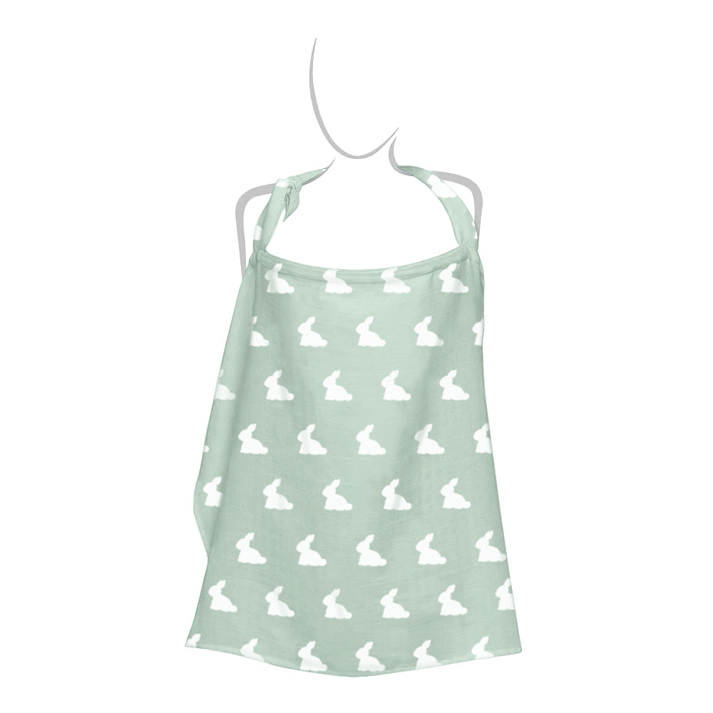 Muslin Breastfeeding Cover | Mono Lapin Matcha Green | Nursing Cover UK | 90x60 cm | Deux Lapins
